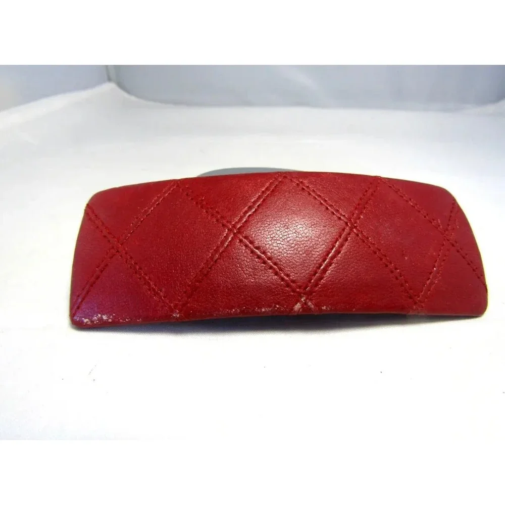 CHANEL Quilted Red Hair Clip Barette